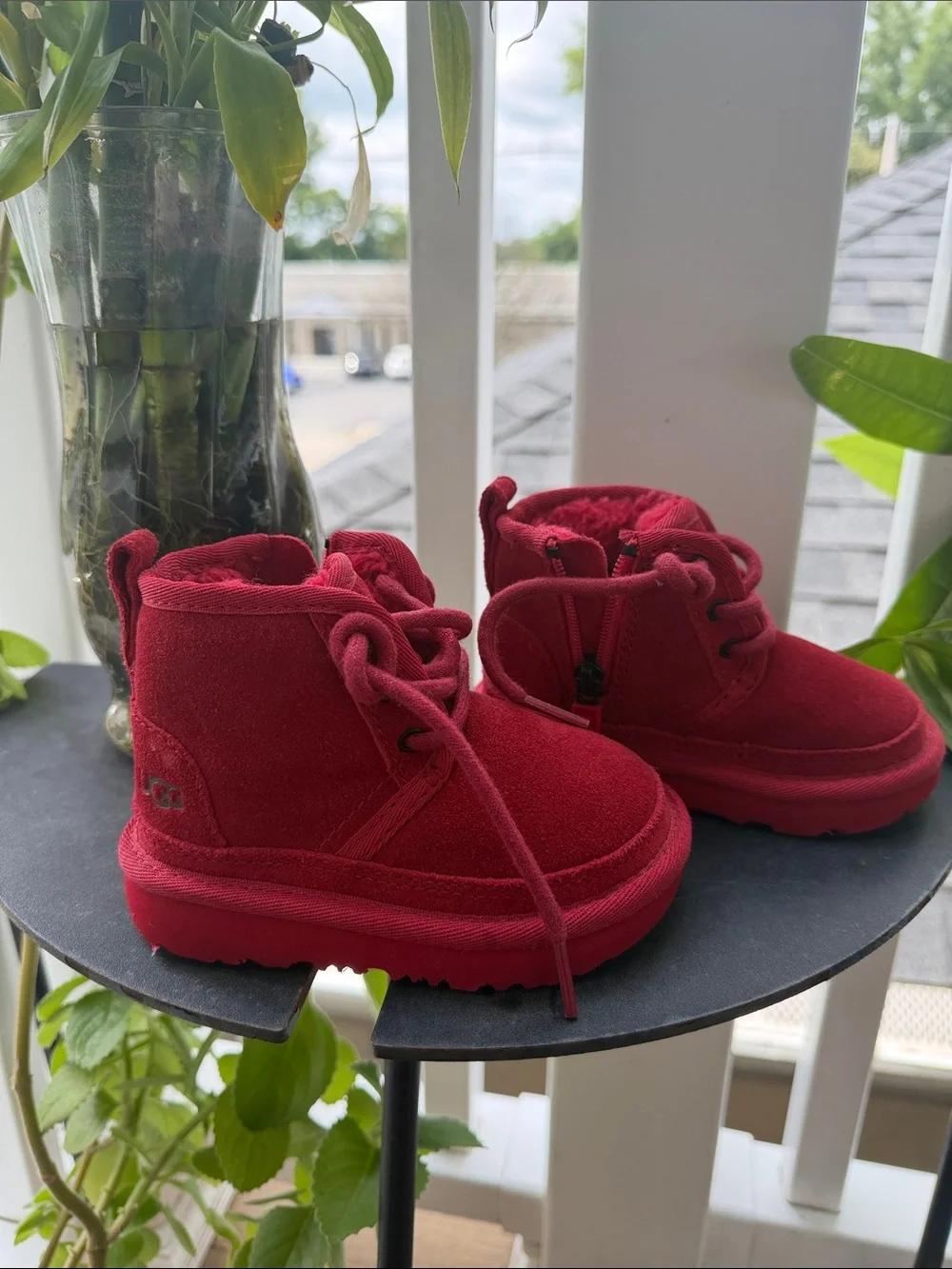 UGG Red Toddler Lace-Up Booties